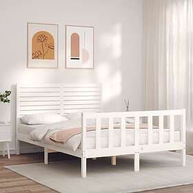 vidaXL Bed Frame med huvudgavel vit 120x200 cm massivt trä 3193202