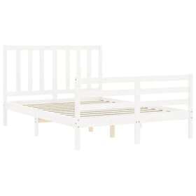 vidaXL Bed Frame med huvudgavel vit 140x190 cm massivt trä 3193837