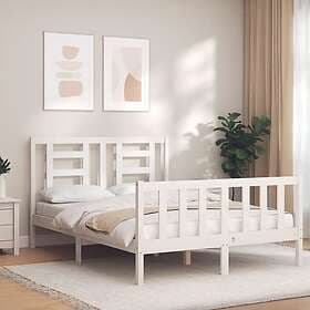 vidaXL Bed Frame med huvudgavel vit 140x190 cm massivt trä 3192862