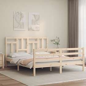 vidaXL Bed Frame med huvudgavel 160x200 cm massivt trä 3194971