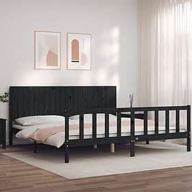 vidaXL Bed Frame med huvudgavel svart 200x200 cm massivt trä 3192970