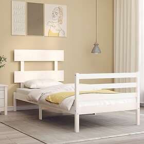 vidaXL Bed Frame med huvudgavel vit enkelsäng massivt trä 3195057