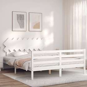 vidaXL Bed Frame med huvudgavel vit 160x200 cm massivt trä 3195297