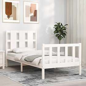 vidaXL Bed Frame med sänggavel vit 90x190 cm massivt trä 3192197
