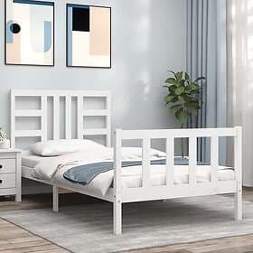 vidaXL Bed Frame med huvudgavel vit 100x200 cm massivt trä 3191962