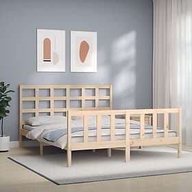 vidaXL Bed Frame med huvudgavel 160x200 cm massivt trä 3192111