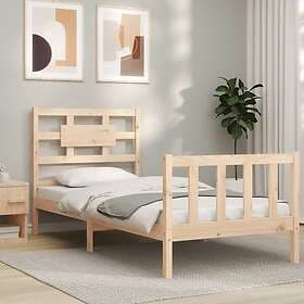 vidaXL Bed Frame med huvudgavel enkelsäng massivt trä 3192521