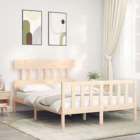 vidaXL Bed Frame med huvudgavel 140x190 cm massivt trä 3193316