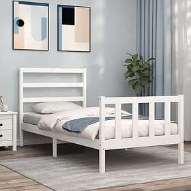 vidaXL Bed Frame med sänggavel vit 90x190 cm massivt trä 3191872