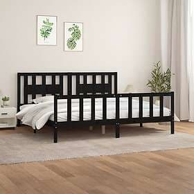 vidaXL Bed Frame med huvudgavel svart massiv furu 200x200 cm 3188190