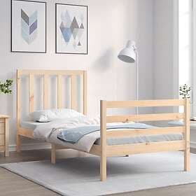 vidaXL Bed Frame med huvudgavel enkelsäng massivt trä 3193756