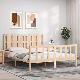 vidaXL Bed Frame med huvudgavel 160x200 cm massivt trä 3192241