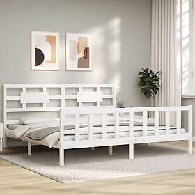 vidaXL Bed Frame med huvudgavel vit massivt trä 3192572