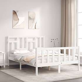 vidaXL Bed Frame med huvudgavel vit 140x190 cm massivt trä 3193122