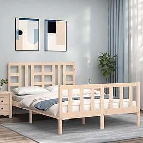 vidaXL Bed Frame med huvudgavel 160x200 cm massivt trä 3191981
