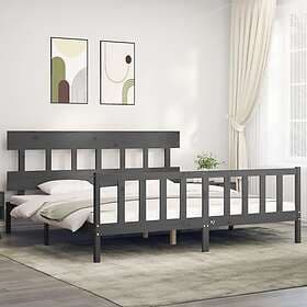 vidaXL Bed Frame med huvudgavel grå 200x200 cm massivt trä 3193358