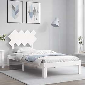 vidaXL Bed Frame med huvudgavel vit 90x200 cm massiv furu 3193712