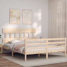 vidaXL Bed Frame med huvudgavel 5FT King Size massivt trä 3195161