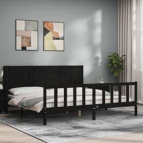 vidaXL Bed Frame med huvudgavel svart 200x200 cm massivt trä 3192645