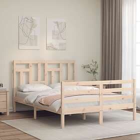 vidaXL Bed Frame med huvudgavel dubbelsäng massivt trä 3194931