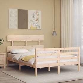vidaXL Bed Frame med huvudgavel dubbelsäng massivt trä 3195061