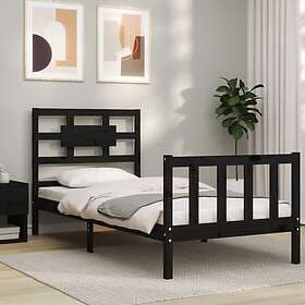 vidaXL Bed Frame med sänggavel svart 2FT6 Small enkel massivt trä 3192520