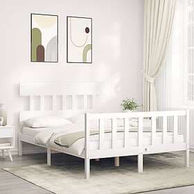 vidaXL Bed Frame med huvudgavel vit 120x200 cm massivt trä 3193332