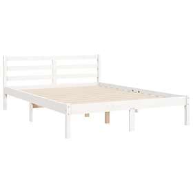 vidaXL Bed Frame med huvudgavel vit 140x190 cm massivt trä 3194292