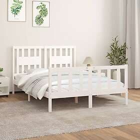 vidaXL Bed Frame med huvudgavel vit massiv furu 140x200 cm 3188167