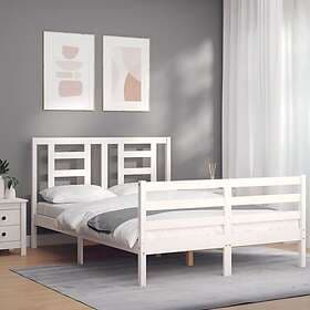 vidaXL Bed Frame med huvudgavel vit 120x200 cm massivt trä 3194697