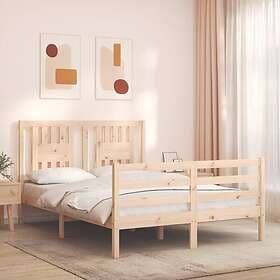 vidaXL Bed Frame med huvudgavel dubbelsäng massivt trä 3194541