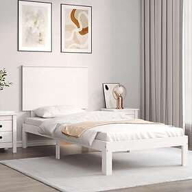 vidaXL Bed Frame med huvudgavel vit 90x200 cm massivt trä 3193647