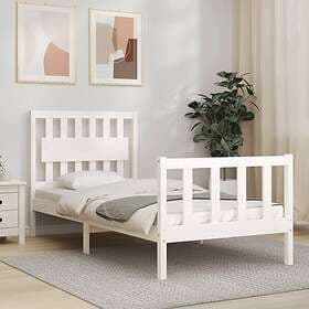 vidaXL Bed Frame med huvudgavel vit enkelsäng massivt trä 3192392