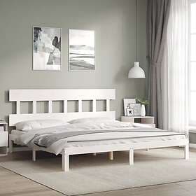 vidaXL Bed Frame med huvudgavel vit 200x200 cm massivt trä 3193617