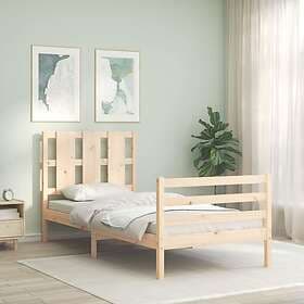 vidaXL Bed Frame med huvudgavel enkelsäng massivt trä 3194081