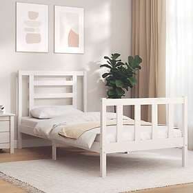 vidaXL Bed Frame med huvudgavel vit enkelsäng massivt trä 3192847
