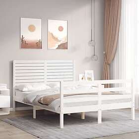 vidaXL Bed Frame med huvudgavel vit 120x200 cm massivt trä 3195022