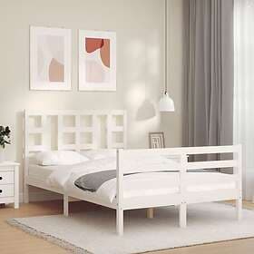 vidaXL Bed Frame med huvudgavel vit 120x200 cm massivt trä 3193917