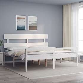 vidaXL Bed Frame med huvudgavel vit massivt trä 3195367