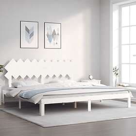 vidaXL Bed Frame med huvudgavel vit 200x200 cm massivt trä 3193747