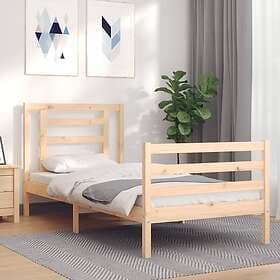 vidaXL Bed Frame med huvudgavel enkelsäng massivt trä 3194666