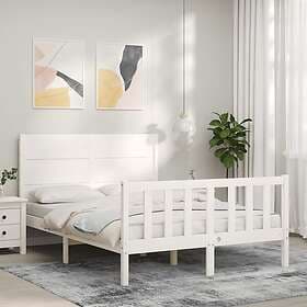 vidaXL Bed Frame med huvudgavel vit 140x200 cm massivt trä 3192752