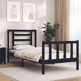 vidaXL Bed Frame med sänggavel svart 2FT6 Small enkel massivt trä 3192845