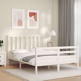vidaXL Bed Frame med huvudgavel vit 140x200 cm massivt trä 3193857