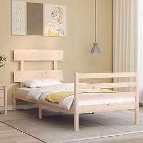 vidaXL Bed Frame med huvudgavel enkelsäng massivt trä 3195056
