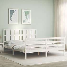 vidaXL Bed Frame med huvudgavel vit 160x200 cm massivt trä 3194127