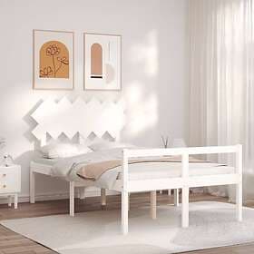 vidaXL Bed Frame med huvudgavel vit 4FT6 dubbel massivt trä 3195522