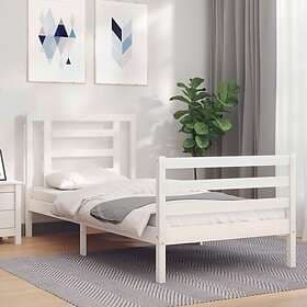 vidaXL Bed Frame med huvudgavel vit enkelsäng massivt trä 3194667