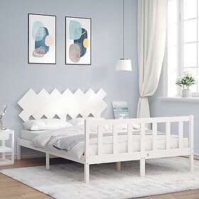 vidaXL Bed Frame med huvudgavel vit 140x200 cm massivt trä 3193467