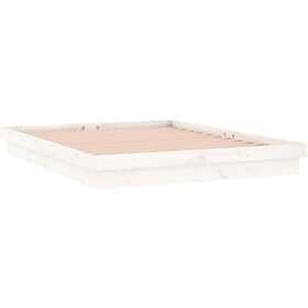 vidaXL Bed Frame LED vit 120x200 cm massivt trä 819968